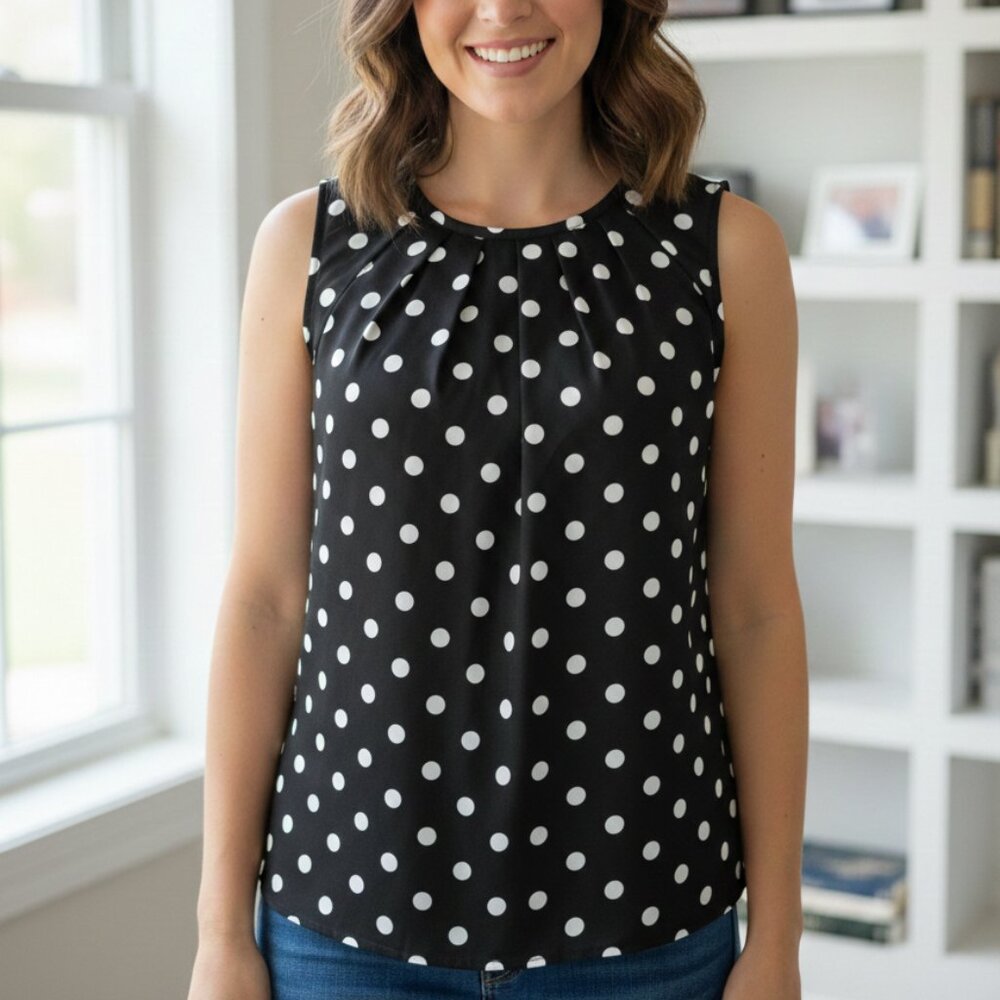 ⭐ Merona black & white polka dot blouse Small
